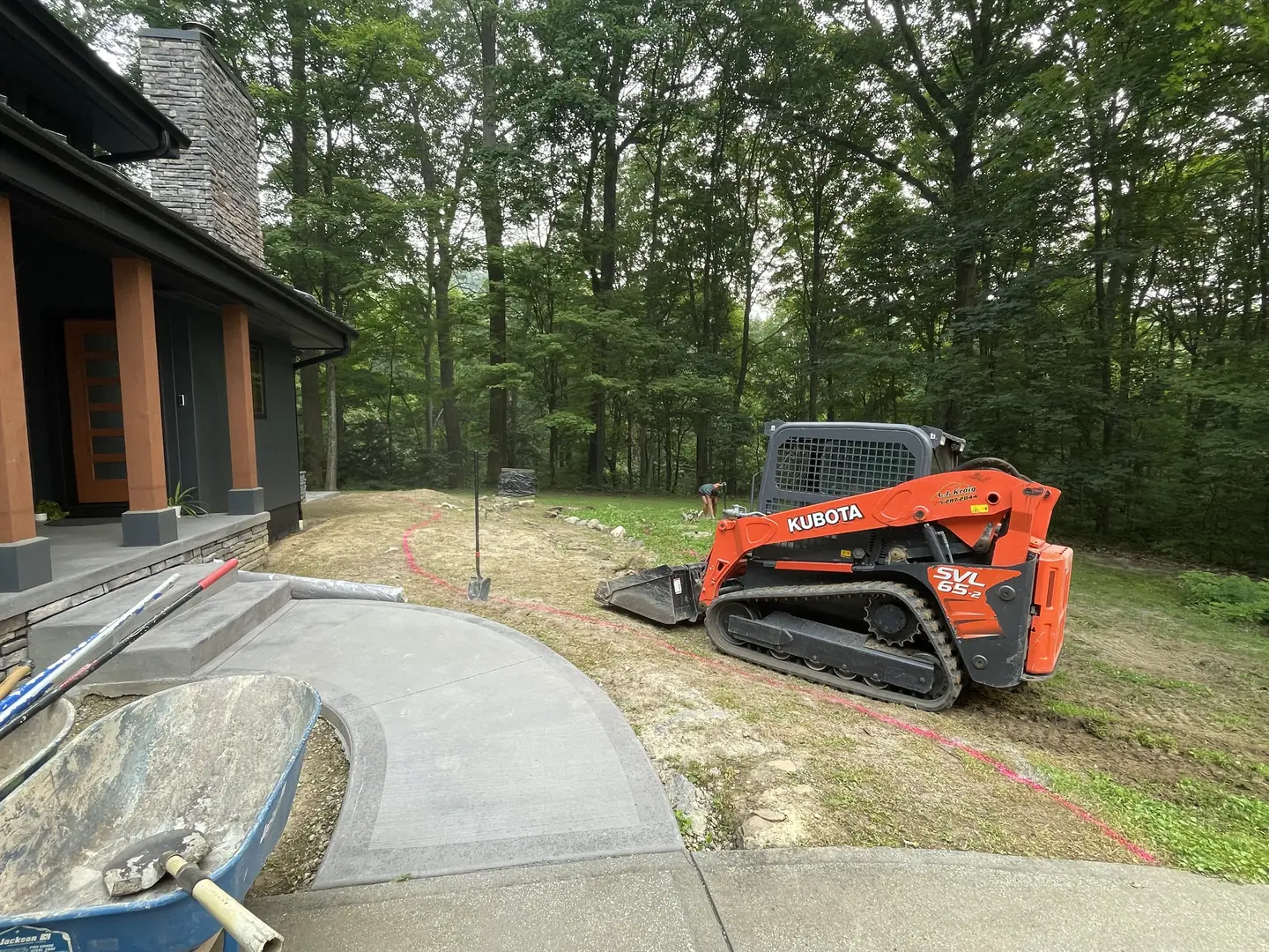 Site clearing and grading during landscape construction