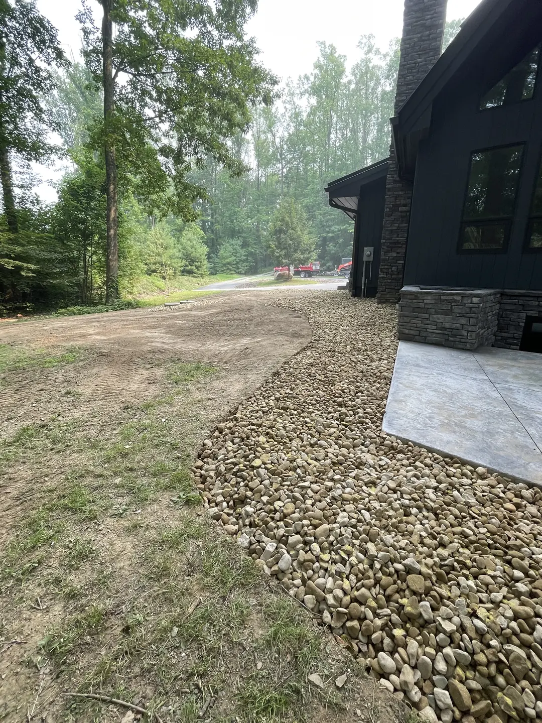 Site clearing and grading during landscape construction
