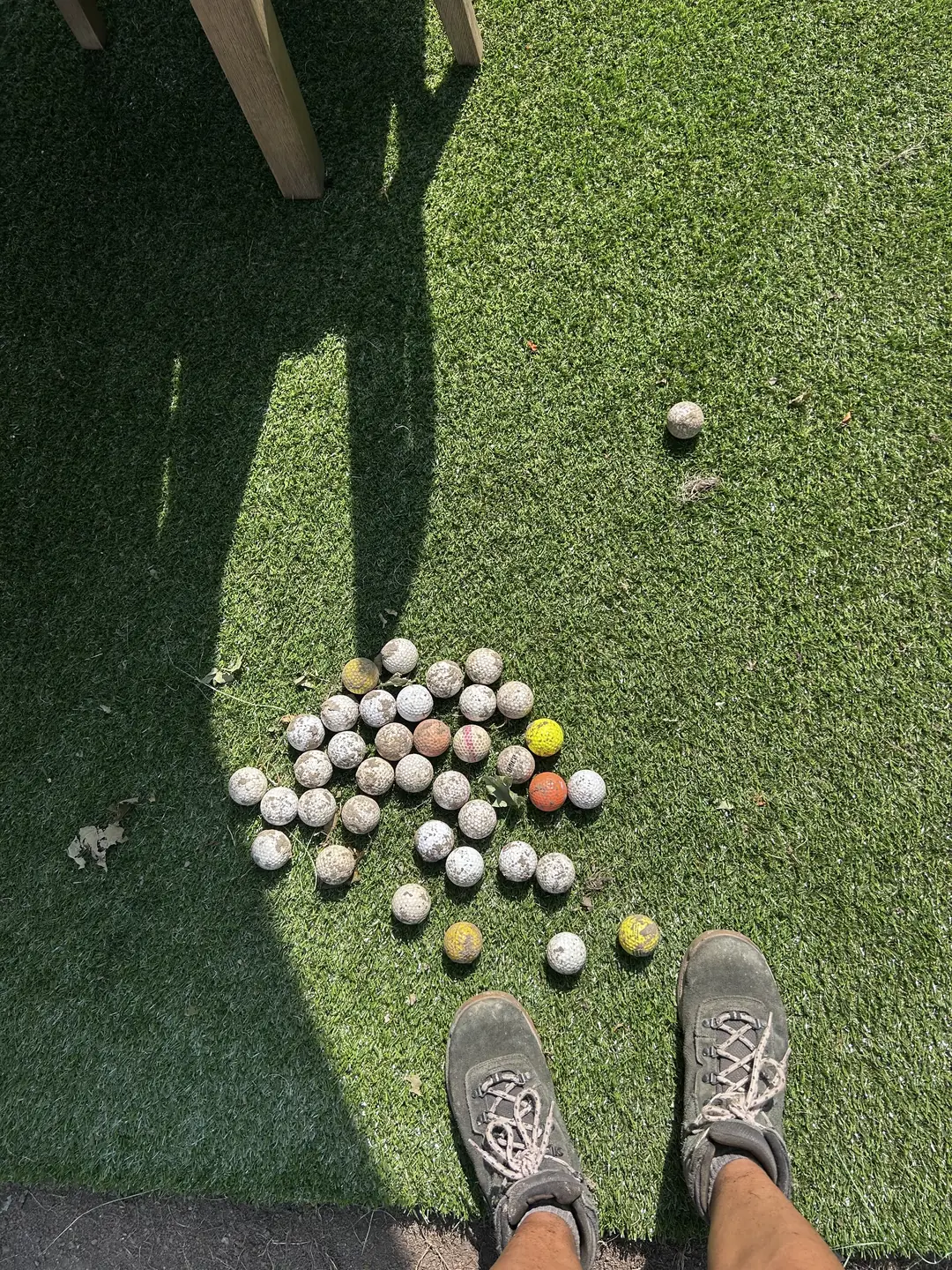 Backyard putting green installation in progress