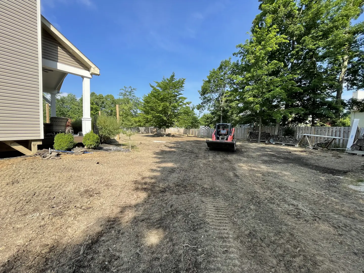 Site clearing and grading during landscape construction
