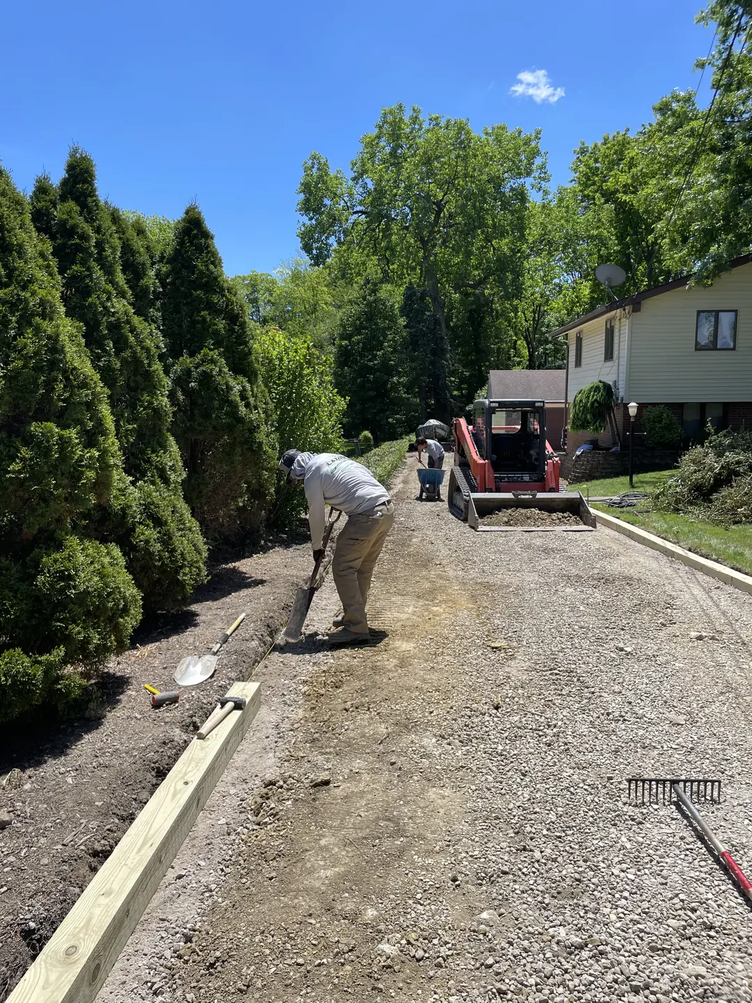 Driveway and front landscape construction in progress