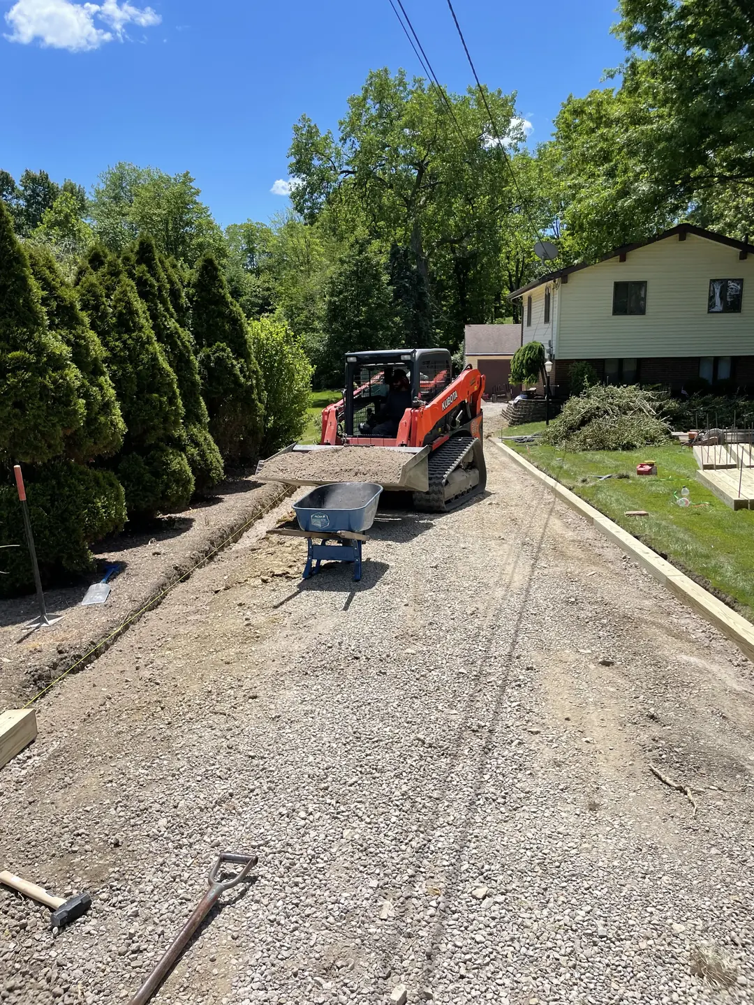 Driveway and front landscape construction in progress