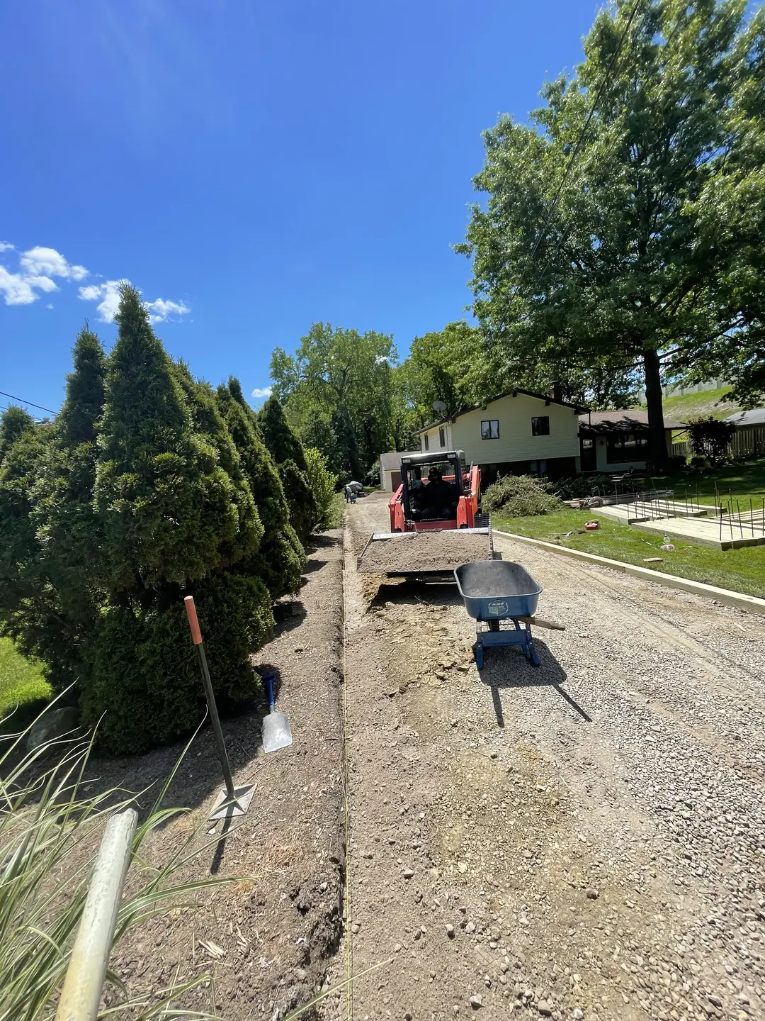 Driveway and front landscape construction in progress