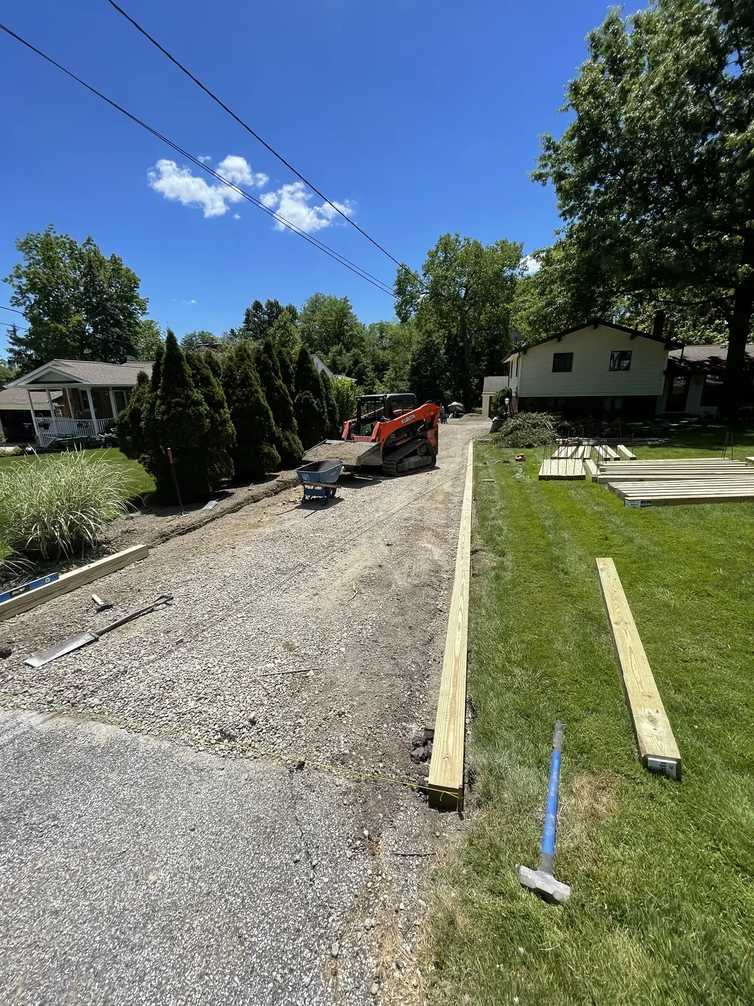 Driveway and front landscape construction in progress
