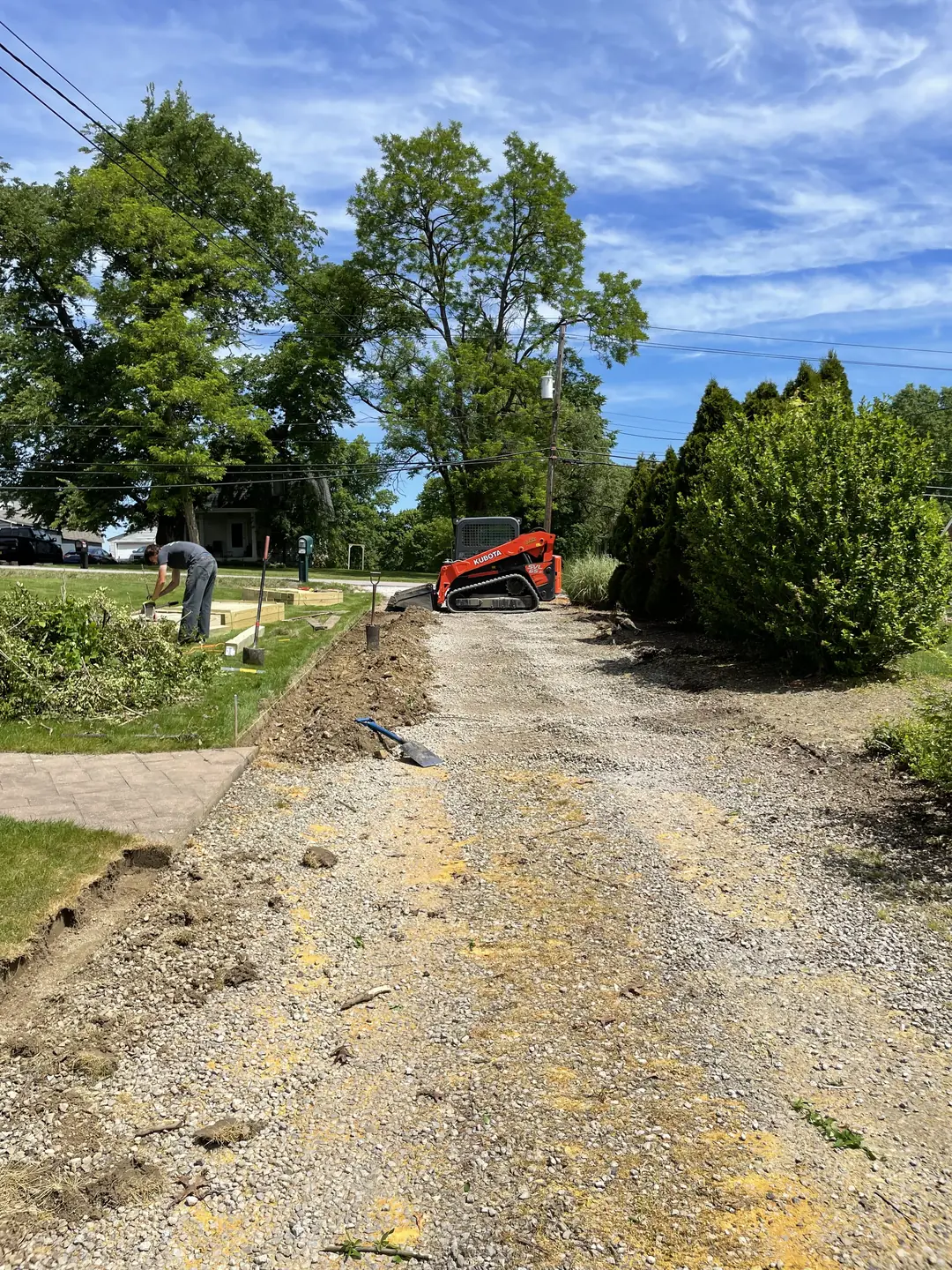 Driveway and front landscape construction in progress
