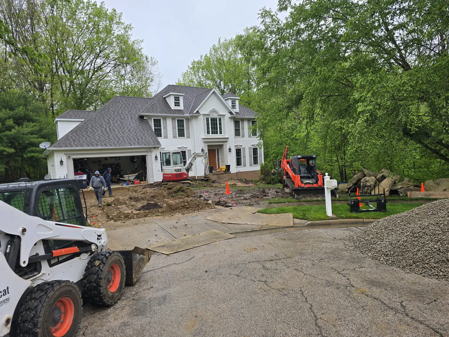 Driveway and front landscape construction in progress