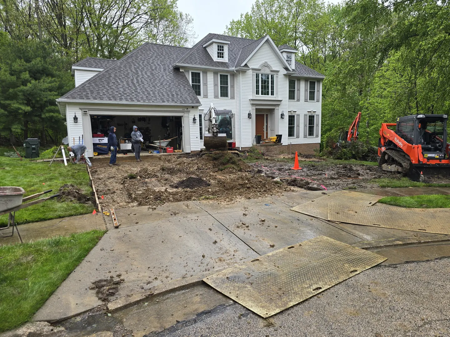 Driveway and front landscape construction in progress