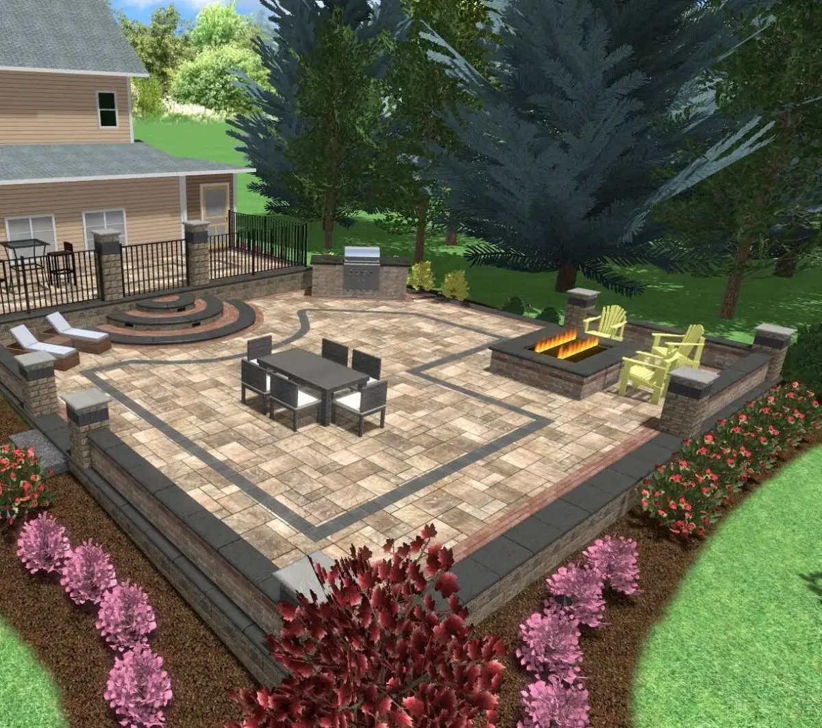3D patio design rendering