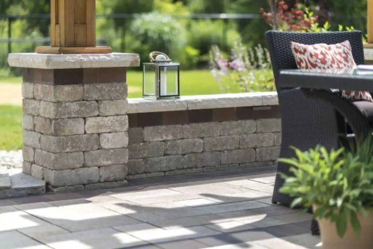 Retaining wall construction on a sloped yard in the Cleveland metro area