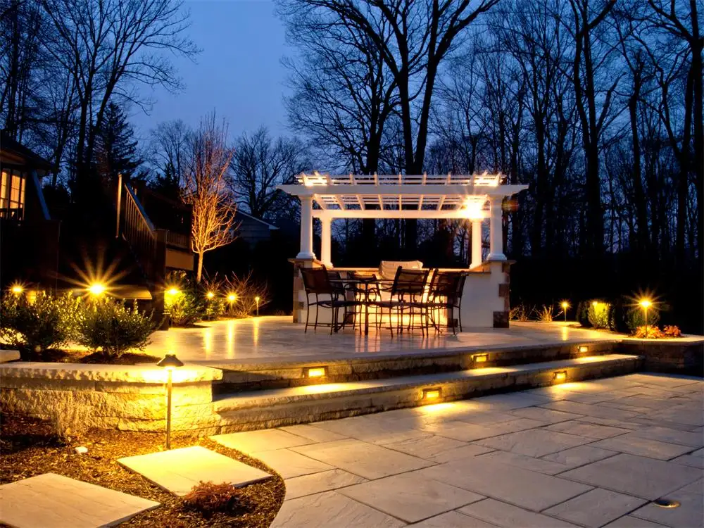 Path lighting installation along walkway