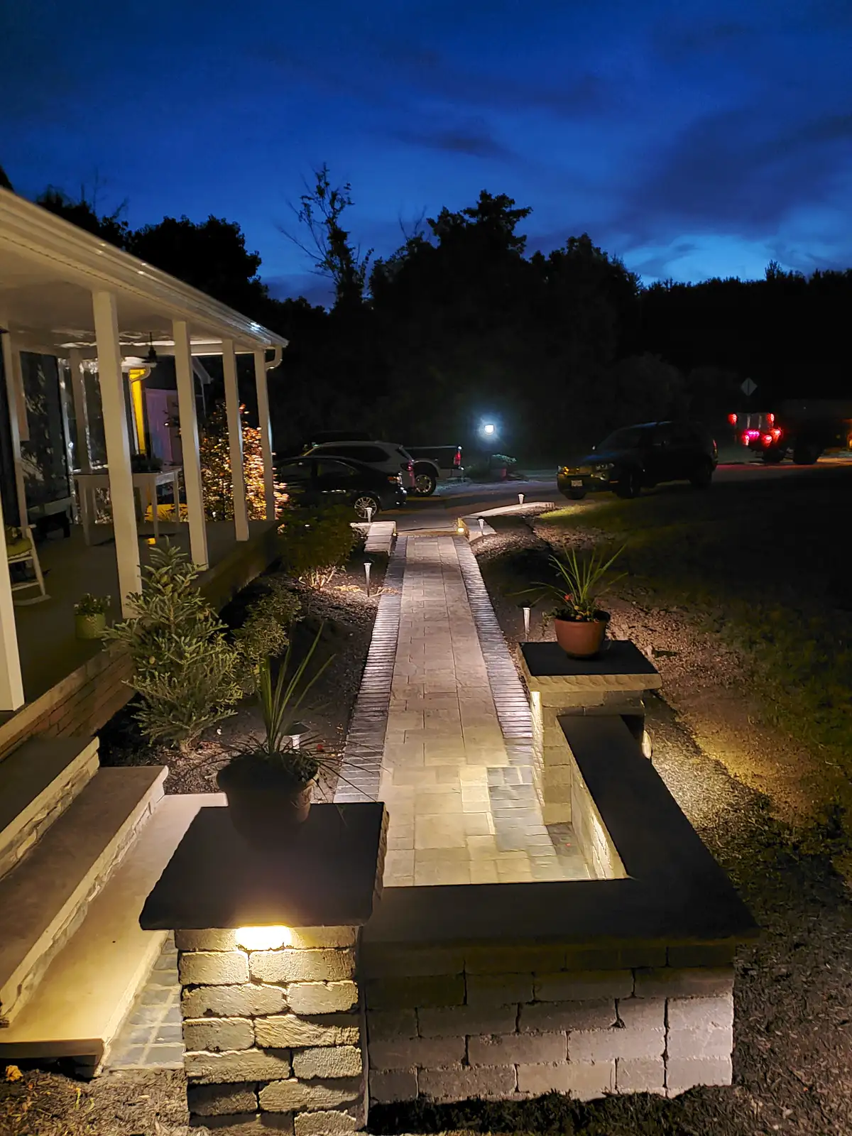 Architectural facade uplighting at night