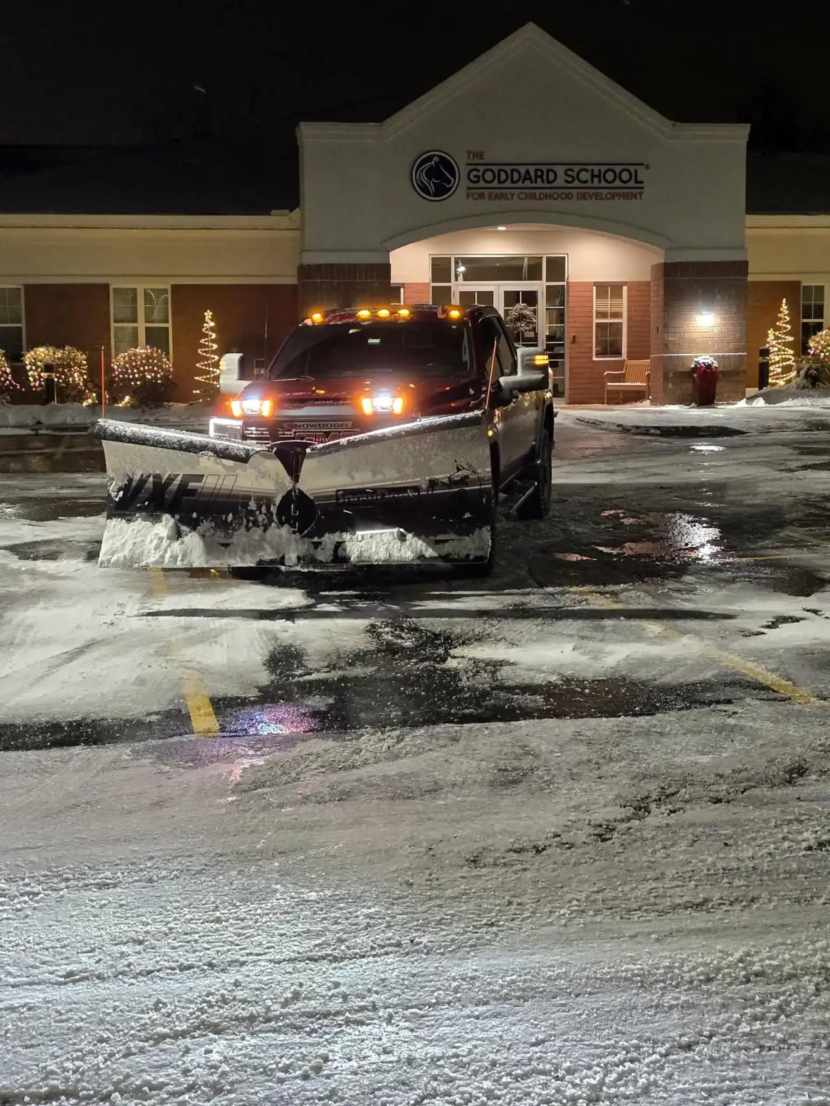 Parking lot snow removal operation