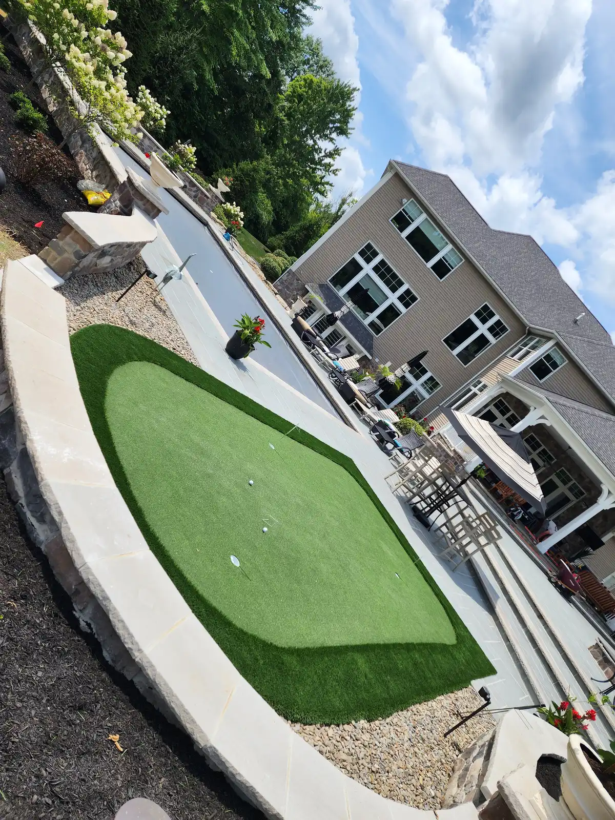 Residential synthetic turf front yard installation