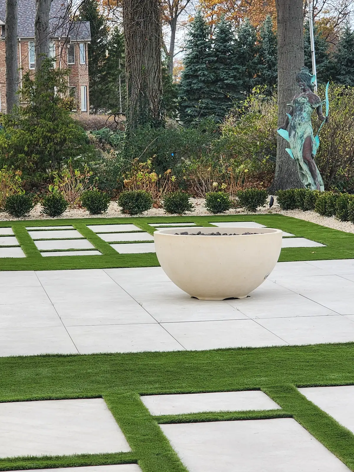 Synthetic turf patio surround