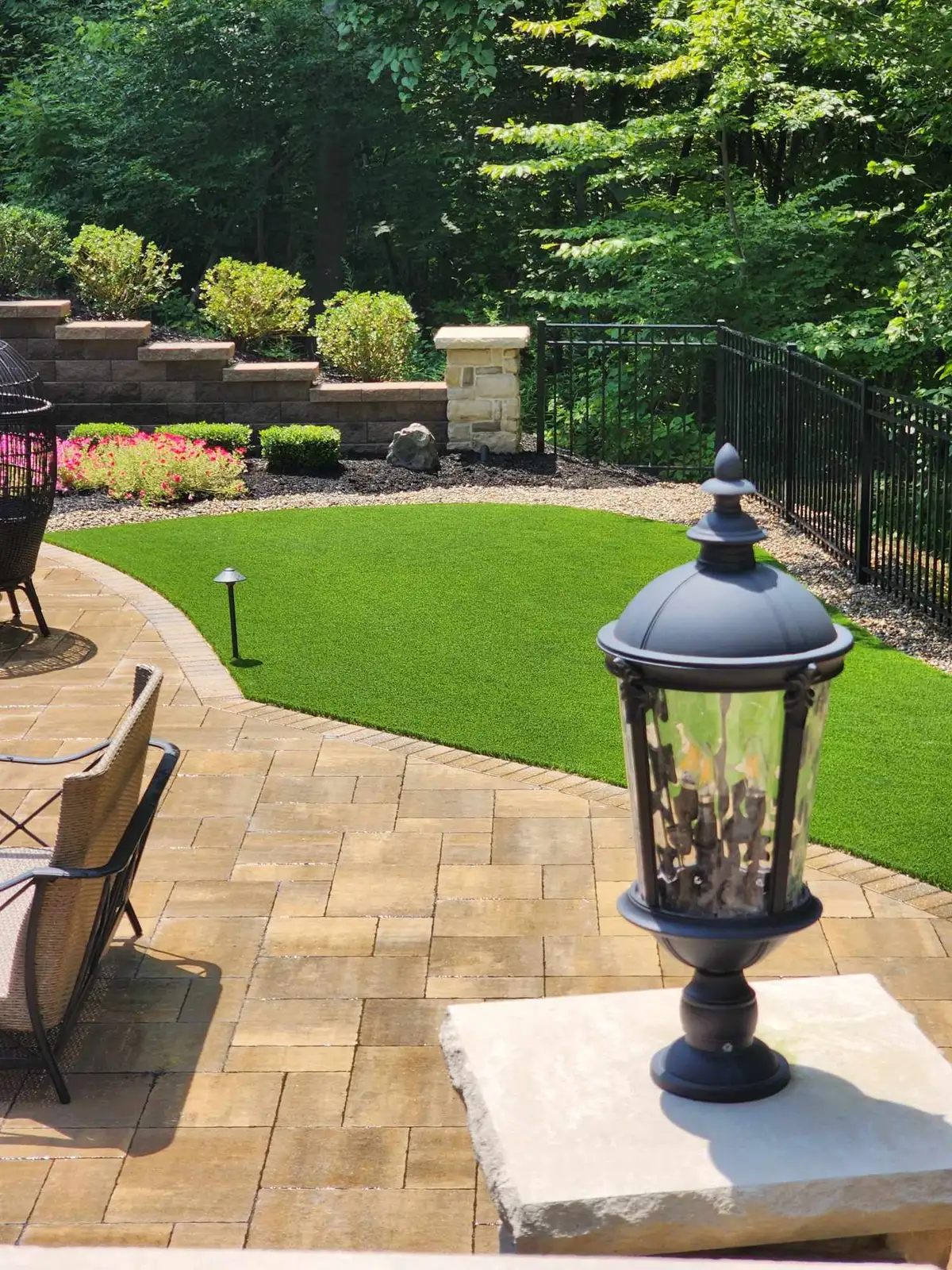 Synthetic lawn with play area for kids